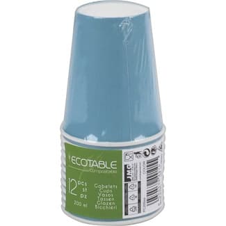 Vasos compostables azules 20 cl paquete 12 unidades -