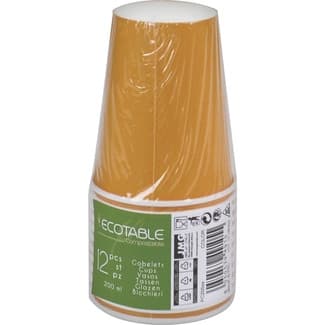 Vasos compostables naranjas 20 cl paquete 12 unidades -
