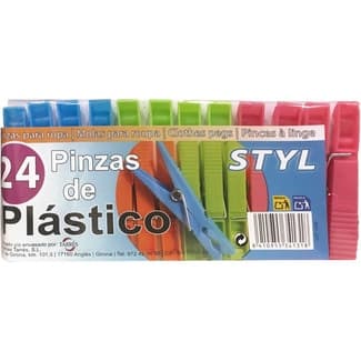 Pinzas de plástico paquete 24 unidades -