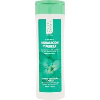 Champú Hidratación y Pureza con flor de loto azul y aceite de coco frasco 400 ml brillo y suavidad para cabello normal -
