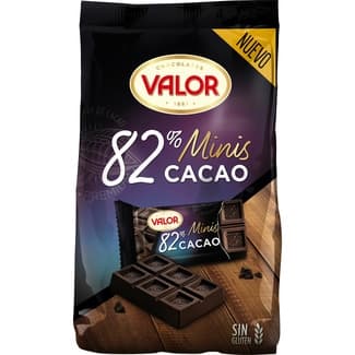 Mini tabletas de chocolate negro 82% cacao y sin gluten bolsa 171 g -