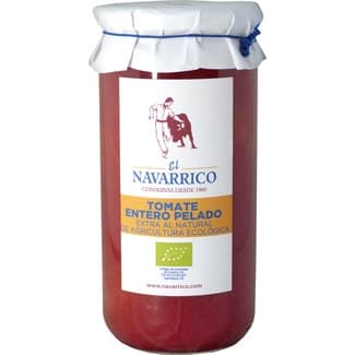 Tomate entero pelado extra al natural ecológico frasco 400 g neto escurrido -