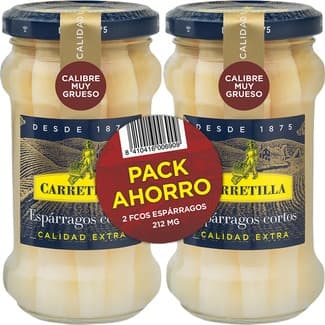 Espárragos blancos cortos muy gruesos pack 2 110 g neto escurrido -