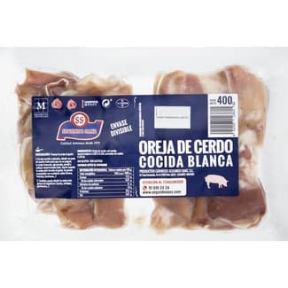 Oreja de cerdo cocida blanca sin gluten y sin lactosa bipack bandeja 400 g -