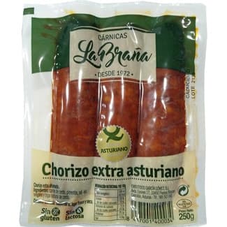 Chorizo asturiano extra ahumado sin gluten sin lactosa envase 250 g -