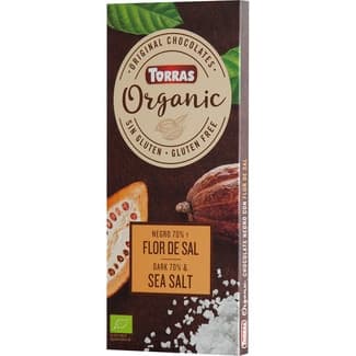 Organic Bio chocolate negro 70% con flor de sal, ecológico y sin gluten tableta 100 g -