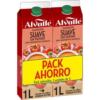 Gazpacho suave sin pepino pack ahorro 2 unidades brik 1 l -