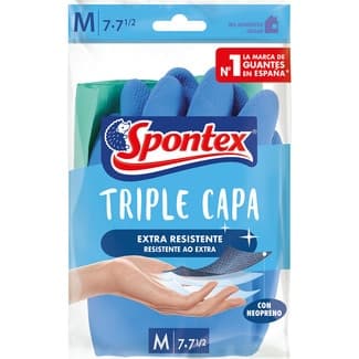 Triple Capa guantes reutilizables interior reforzado con neopreno talla M paquete 1 unidad -