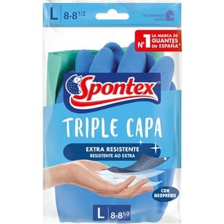 Triple Capa guantes reutilizables interior reforzado con neopreno talla L paquete 1 unidad -
