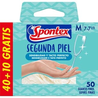 Segunda Piel guantes desechables ultra finos de vitrilo talla M caja 40 unidades -
