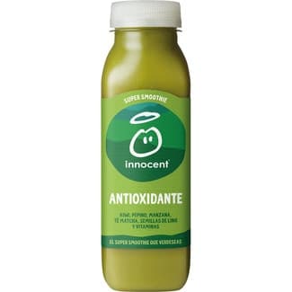 Súper smoothie antioxidante kiwi, pepino, manzana, té matcha, semillas de lino y vitaminas botella 300 ml -