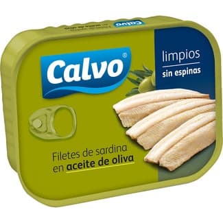 Filetes de sardina en aceite de oliva limpios y sin espinas lata 75 g neto escurrido -