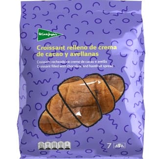 Croissants rellenos de crema de cacao y avellanas 7 unidades envasadas individualmente bolsa 315 g -
