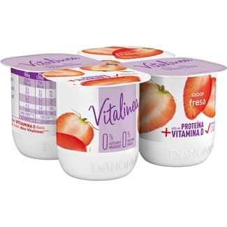 Yogur sabor fresa desnatado 0% m.g. 0% azúcares añadidos pack 4 unidades 120 g -