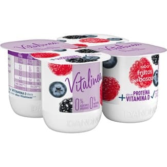 Yogur sabor frutos del bosque desnatado 0% m.g. 0% azúcares añadidos pack 4 unidades 120 g -