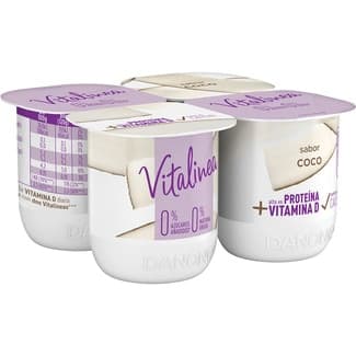 Yogur sabor coco desnatado 0% m.g. 0% azúcares añadidos sin gluten pack 4 unidades 120 g -