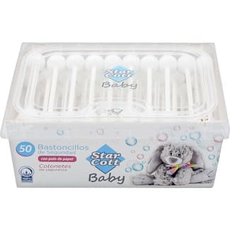 Baby bastoncillos de seguridad con palo de papel caja 50 unidades -