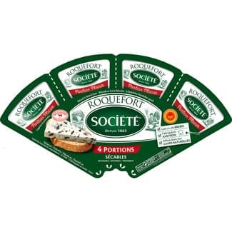 Queso francés roquefort de oveja elaborado con leche cruda 4 porciones DOP envase 100 g -
