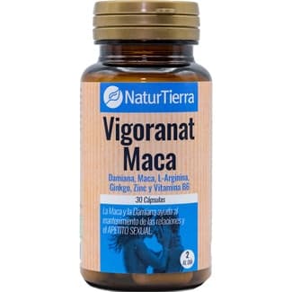 Vigoranat maca, damiana, L-Arginina, ginkgo, zinc y vitamina B6 envase 30 cápsulas Tratamiento 15 dias -