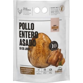 Pollo entero asado en su jugo 4 raciones envase 900 g -
