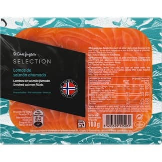 Lomos de salmón ahumado noruego precortados envase 100 g -