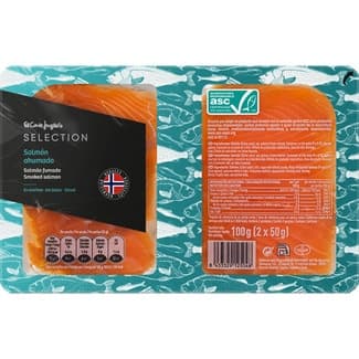 Salmón ahumado noruego en lonchas pack 2 x 50 g envase 100 g -