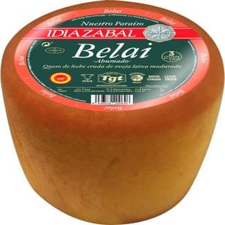 Queso curado de oveja ahumado elaborado con leche cruda DOP Idiazábal peso aproximado pieza 3,5 kg -