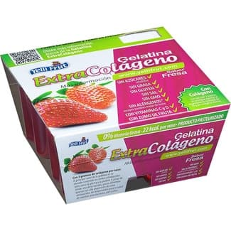 Extra Colágeno gelatina sabor fresa sin azúcar sin gluten sin lactosa pack 4 unidades 100 g -