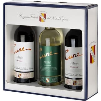 Vino tinto crianza DOCa Rioja Estuche 2 botellas 75 cl + regalo de vino blanco verdejo DO Rueda botella de 75 cl -