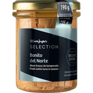 Bonito del norte fresco de costera en aceite de oliva frasco 135 g neto escurrido -