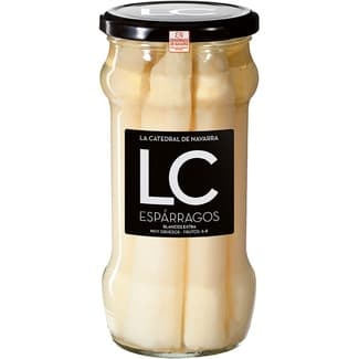 Espárragos blancos extra muy gruesos 6-8 frutos IGP Espárrago de Navarra frasco 325 g neto escurrido -
