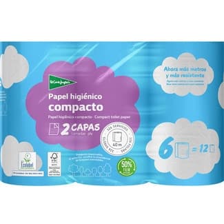 Papel higiénico compacto 2 capas paquete 6 rollos -
