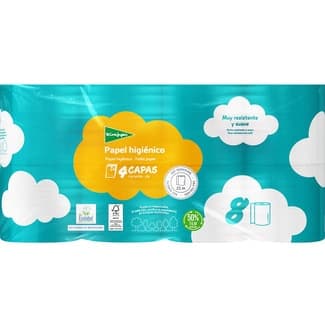 Papel higiénico blanco 4 capas paquete 8 rollos -