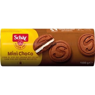 Mini Choco galletas rellenas de crema de leche sin gluten envase 100 g -