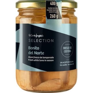 Bonito del norte fresco de costera en aceite de oliva frasco 260 g neto escurrido -