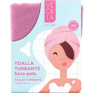 Toalla turbante seca pelo 100% microfibra estuche 1 unidad -