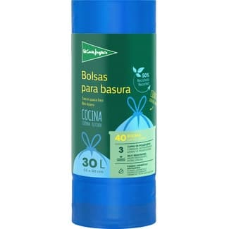 Bolsas de basura con autocierre azul 55x60 30 litros rollo 40 unidades -