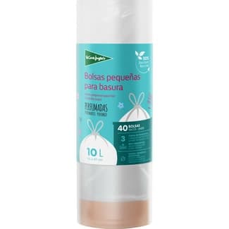 Bolsas de basura pequeñas con autocierre blanca 45X47 10 litros rollo 40 unidades -