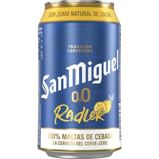Cerveza rubia sin alcohol Radler con zumo natural de limón lata 33 cl -