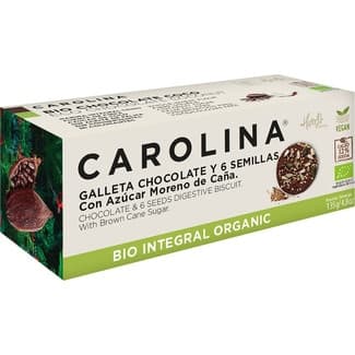 Bio Integral Organic galletas ecológicas con chocolate, 6 semillas y azúcar moreno de caña estuche 135 g con azúcar moreno de caña -