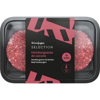 Hamburguesas de vacuno sin gluten 4 unidades bandeja 400 g -