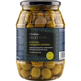 Aceitunas manzanilla aliñadas frasco 500 g neto escurrido -