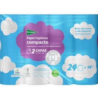 Papel higiénico compacto 2 capas paquete 24 rollos -