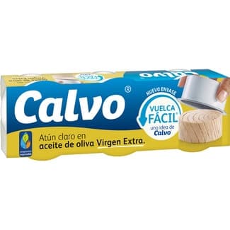 Atún claro en aceite de oliva virgen extra vuelca fácil pack 3 lata 52 g neto escurrido -