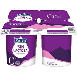 Sin lactosa natural desnatado 0% m.g. 0% azúcar añadido pack 4 unidades 125 g -