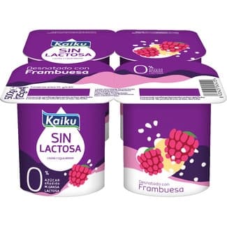 Frambruesa desnatado 0% m.g. 0% azúcar añadido sin gluten sin lactosa pack 4 unidades 125 g -