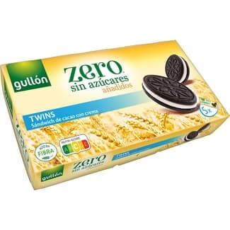 Galletas Twins sandwich de cacao con crema sin azúcares añadidos paquete 210 g -