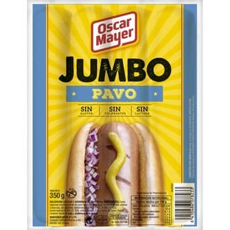 Jumbo salchichas cocidas y ahumadas de pavo y pollo sin gluten envase 350 g -