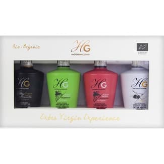Aceite de oliva virgen extra manzanilla hojiblanca arbequina y coupage Estuche 4 botellas 250 ml -