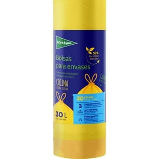 Bolsas para envases con autocierre amarilla 55x60 30 litros rollo 30 unidades -